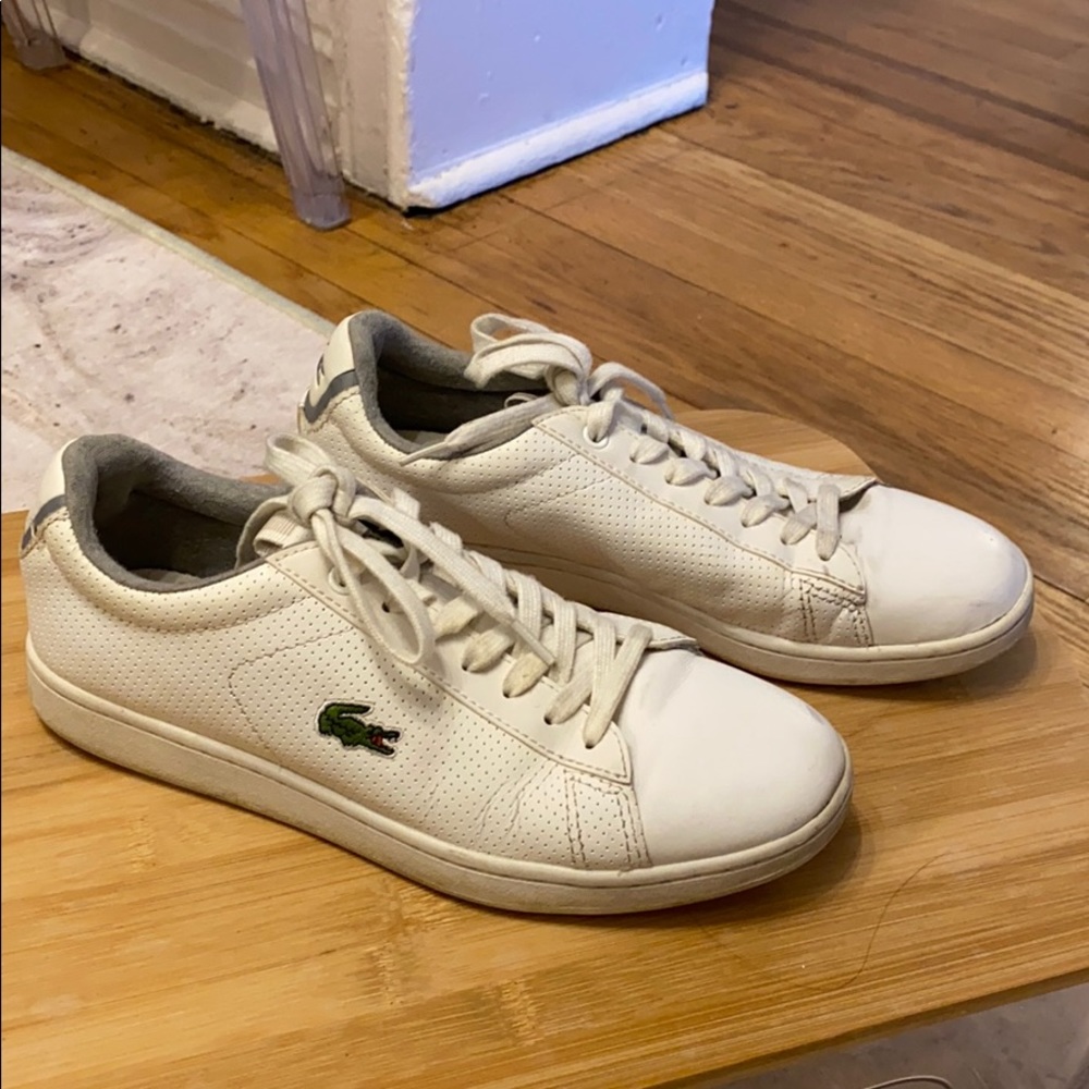 White Lacoste perforated sneakers